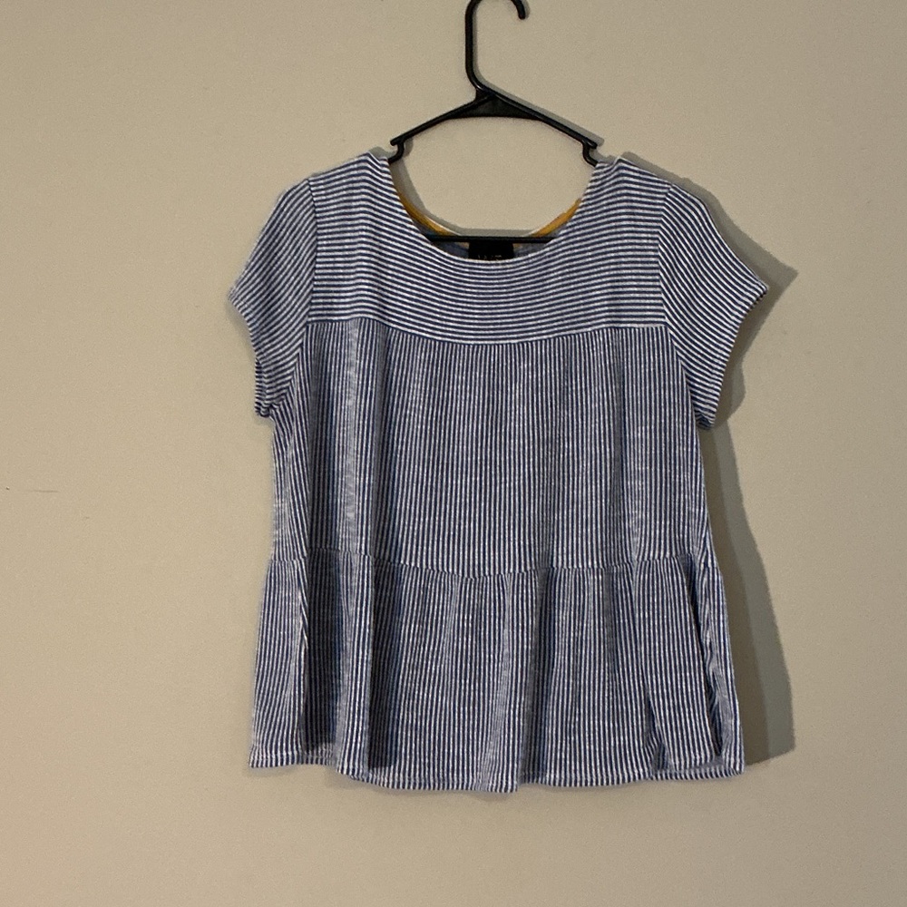 W5 Navy and White Striped Blouse